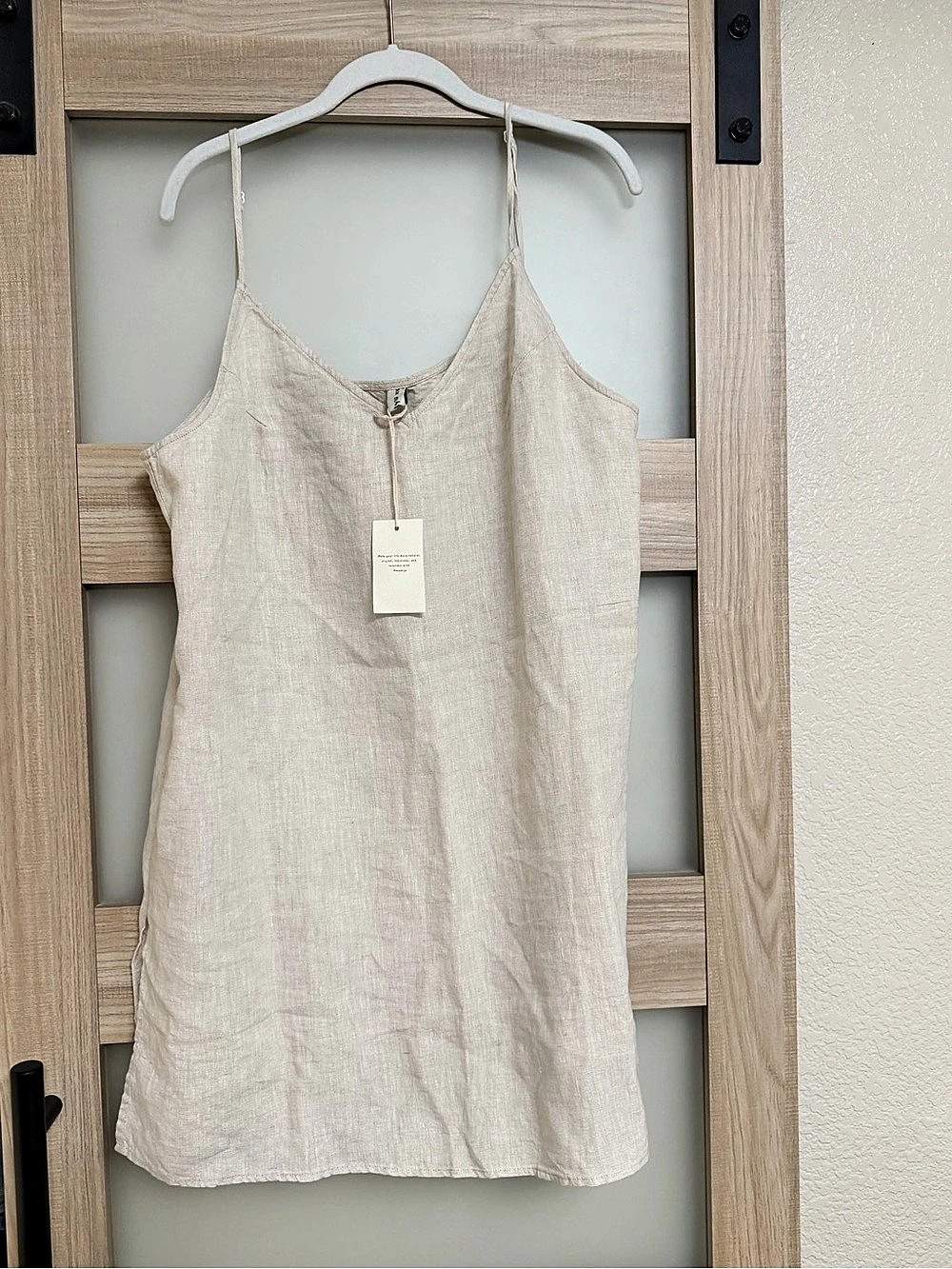 Amazhiyu Linen Cami Shirt in Beige Size XXL NWT
